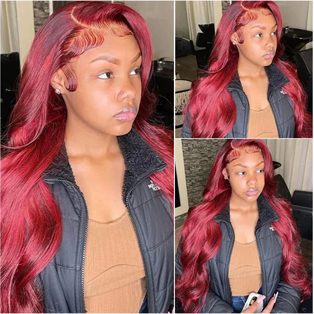 99J بورجوندي 13x4 الدانتيل شعر مستعار أمامي شعر الإنسان 13x6 الجسم موجة HD الدانتيل الباروكات الأمامية 100% الشعر البشري للنساء السود 200% الكثافة