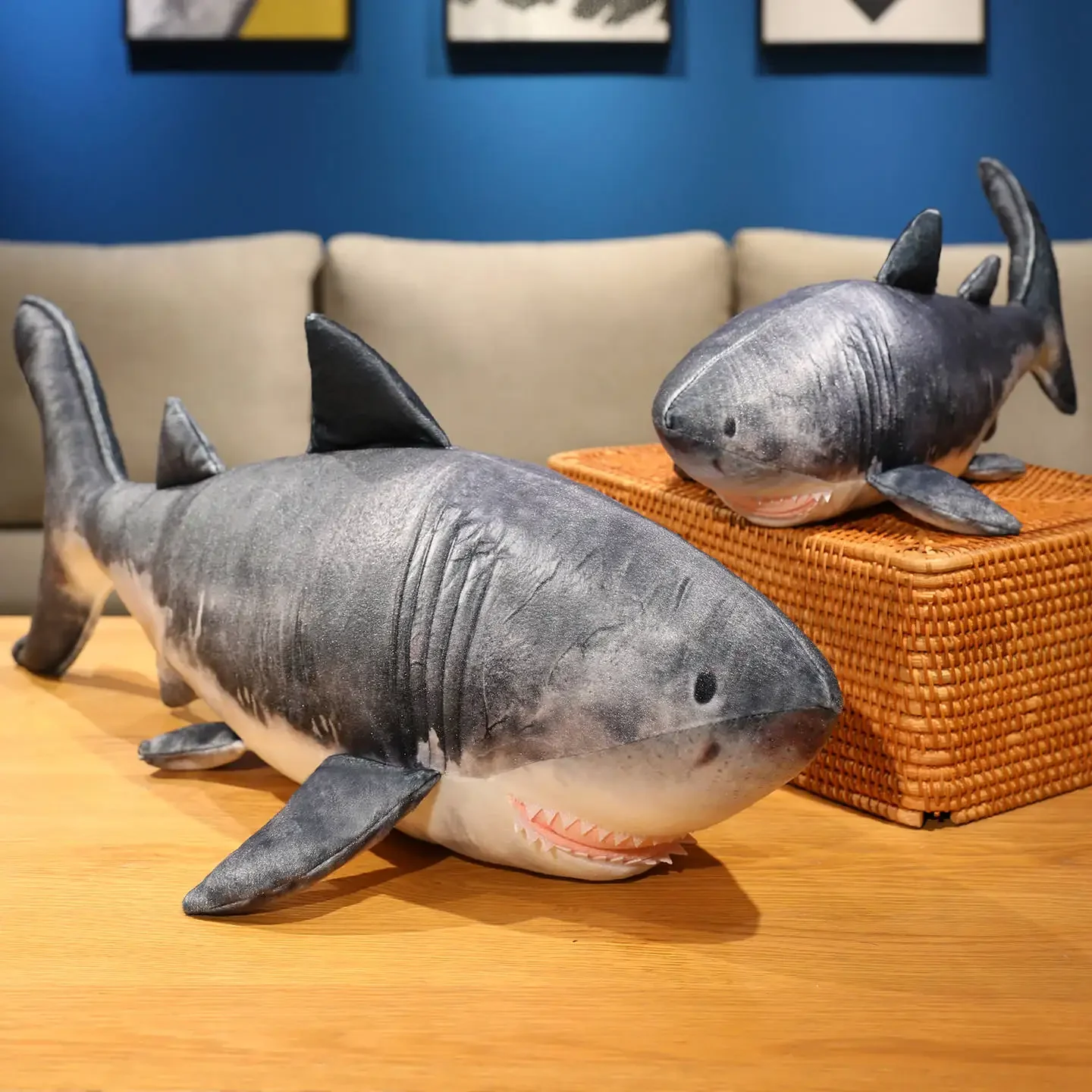 

Hot Sale Simulation Shark Plush Toys Chubby Full Cotton Stuffed Shark Doll Soft Cozy Throw Pillow Funny Room Decor Kids Gift
