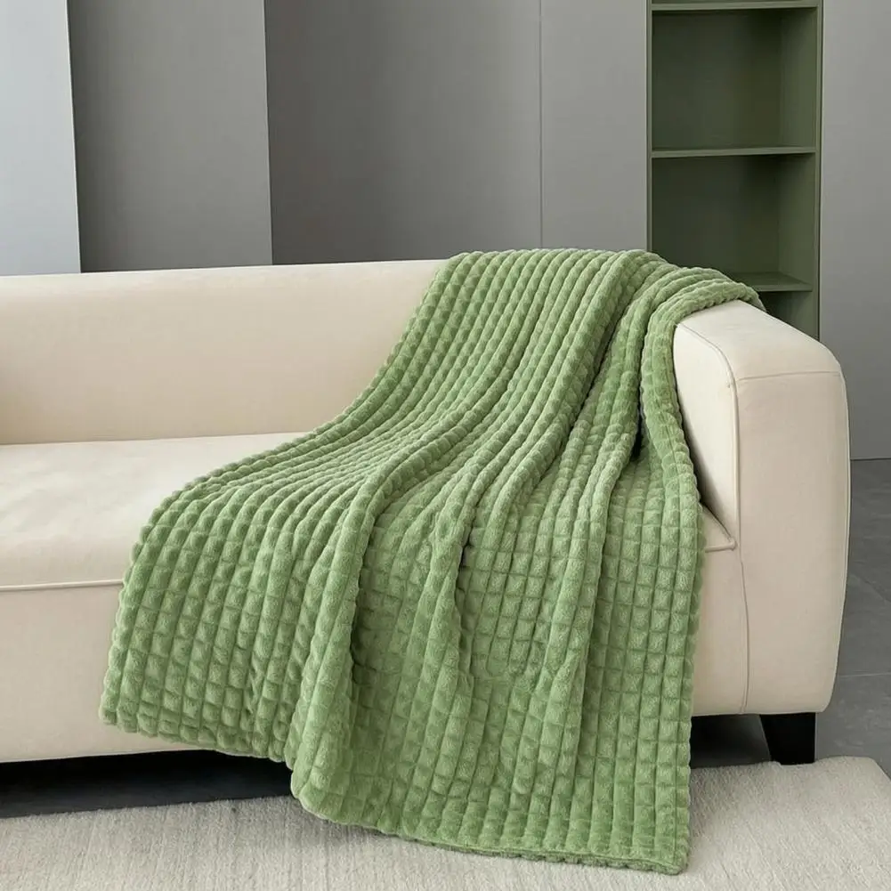 Waffle Textured Fleece Throw Blanket Solid Color Milk Flannel Grid Cut Plush Blanket, Soft Warm Cozy Blanket for Sofa Couch Bed