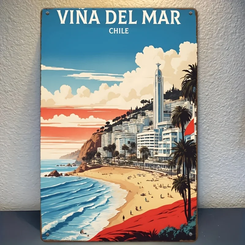 Vintage Chilean Vina Metal Sign -  Durable Iron Wall Art for Home & Office Decor, Perfect for Living Room, Bar, Cafe - Indoor/Ou
