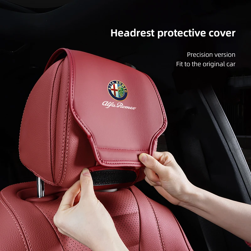 الجلود سيارة المخدة لوازم السيارات غطاء مسند الرأس ل ألفا روميو 156 159 147 4C 8C 166 جوليا جوليتا ميتو ستيلفيو العنكبوت GT #5
