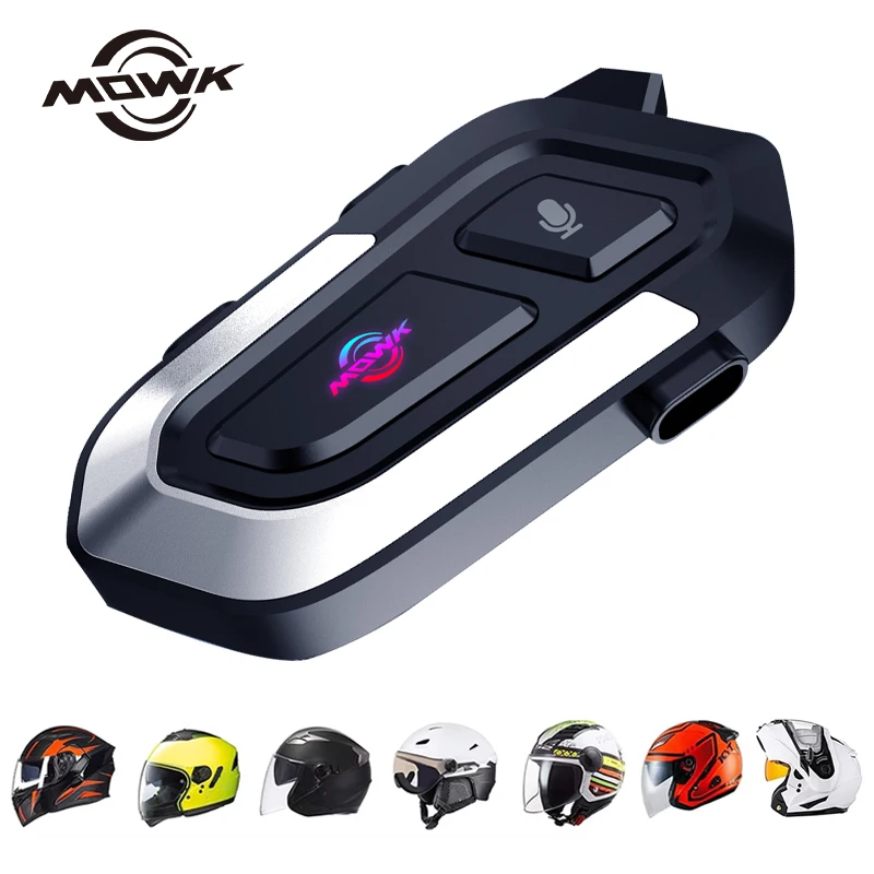 

MOWK M20 Bluetooth 5.4 Мотоциклетная гарнитура-интерком для шлема, водонепроницаемая, с шумоподавлением, голосовым управлением AI, для связи 2 мотоциклистов