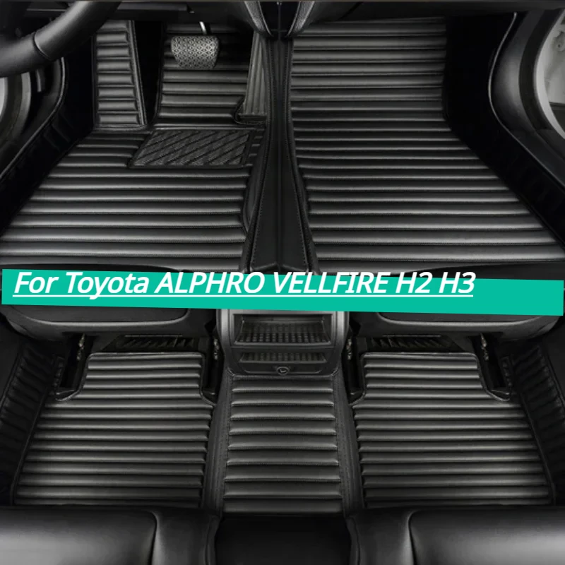 Custom Car Floor Mat for Toyota ALPHARD VELLFIRE H2 H3 Foot Coche Accessories Auto Details Interior Leather Rugs 2000-2023-2024