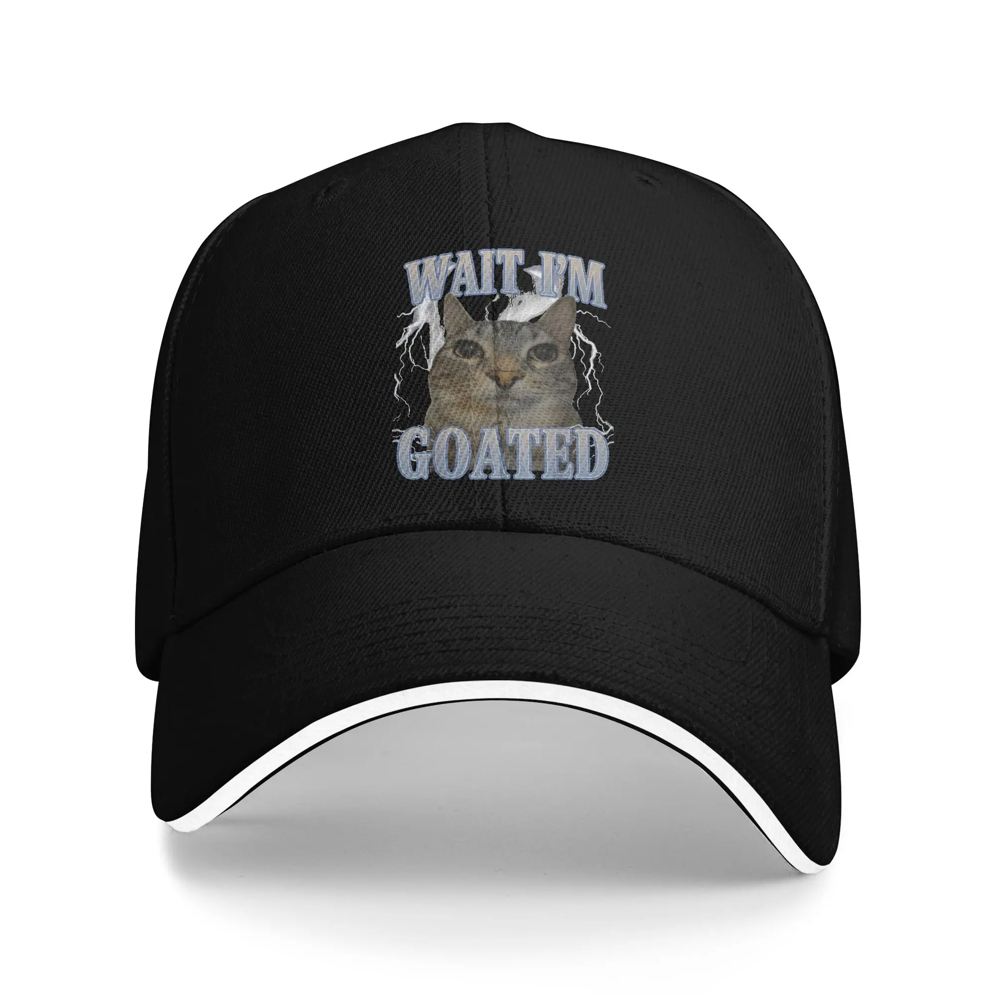 Men Women Wait I'M Goated Funny Meme Hat Cool Baseball Cap  Snapback Hat Daily Headewear Adjustable Fit