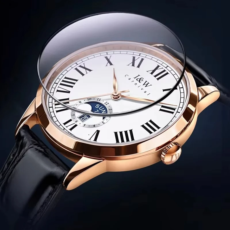 IW ساعات آلية أوتوماتيكية ميوتا حركة الأعمال تاريخ رجل ساعة حزام من الجلد مقاوم للماء الياقوت مرآة #3