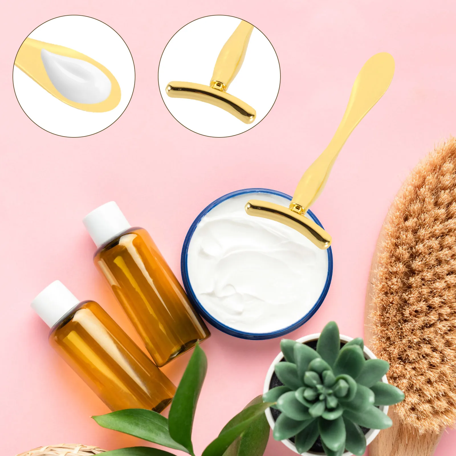 

3pcs Cream Zinc Alloy Makeup Spoon Eye Massage Tool Portable Black Circle Reducer Beauty Scoop Spoon Face Cream Stick