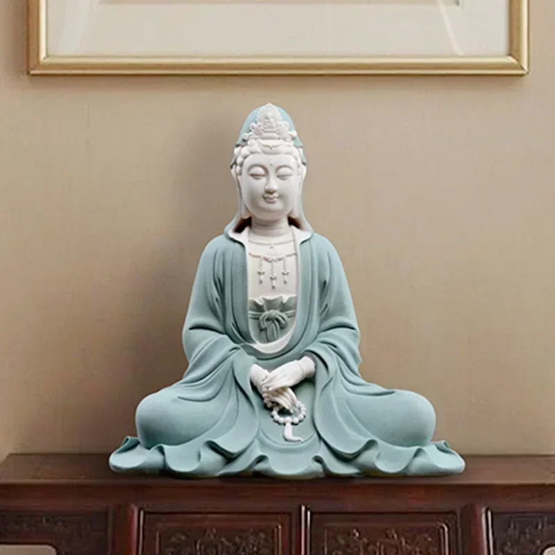 Ceramic Jing Si Guan Yin sculpture statue Large-size handmade three-dimensional sculpture High-end home decoration accessories