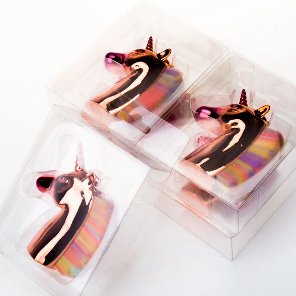 

Unicorn Shape Makeup Rainbow Premium Fiber Soft Durable Nail Dust For Women Girls Powder Brush Rose Gold