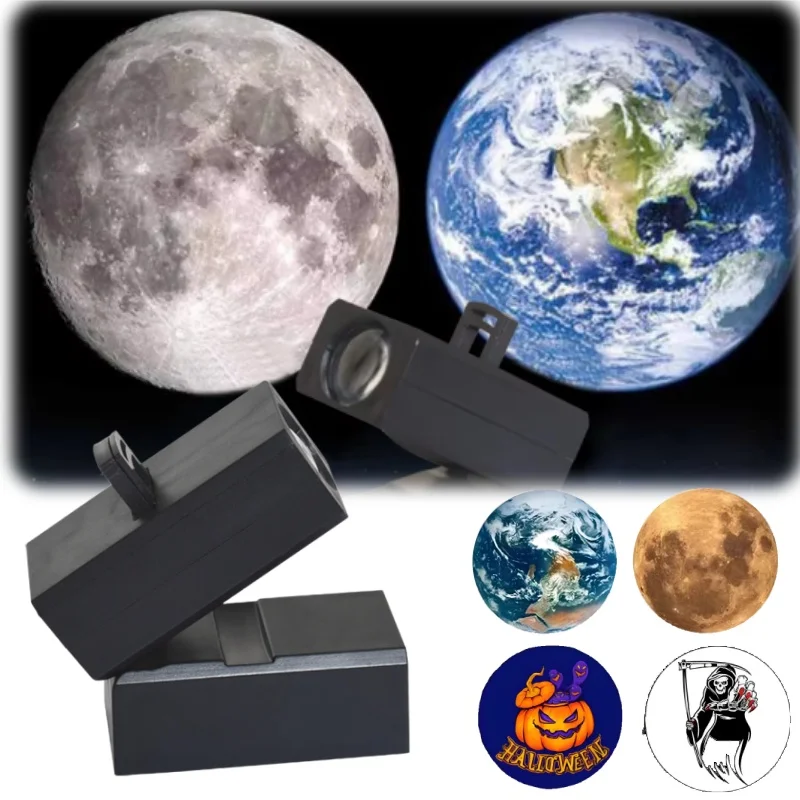 LED USB Portable Earth Moon Lamp Projector Christmas Halloween Home Decoration Night Light for Bedroom Living Room Wall