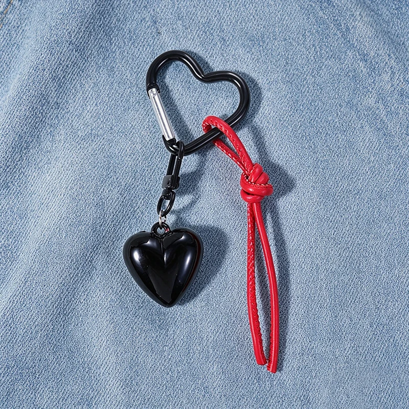 New Creative And Versatile Leather Knot Rope Alloy Keychain Bag Decoration Heart Pendant Key Ring Part Gift