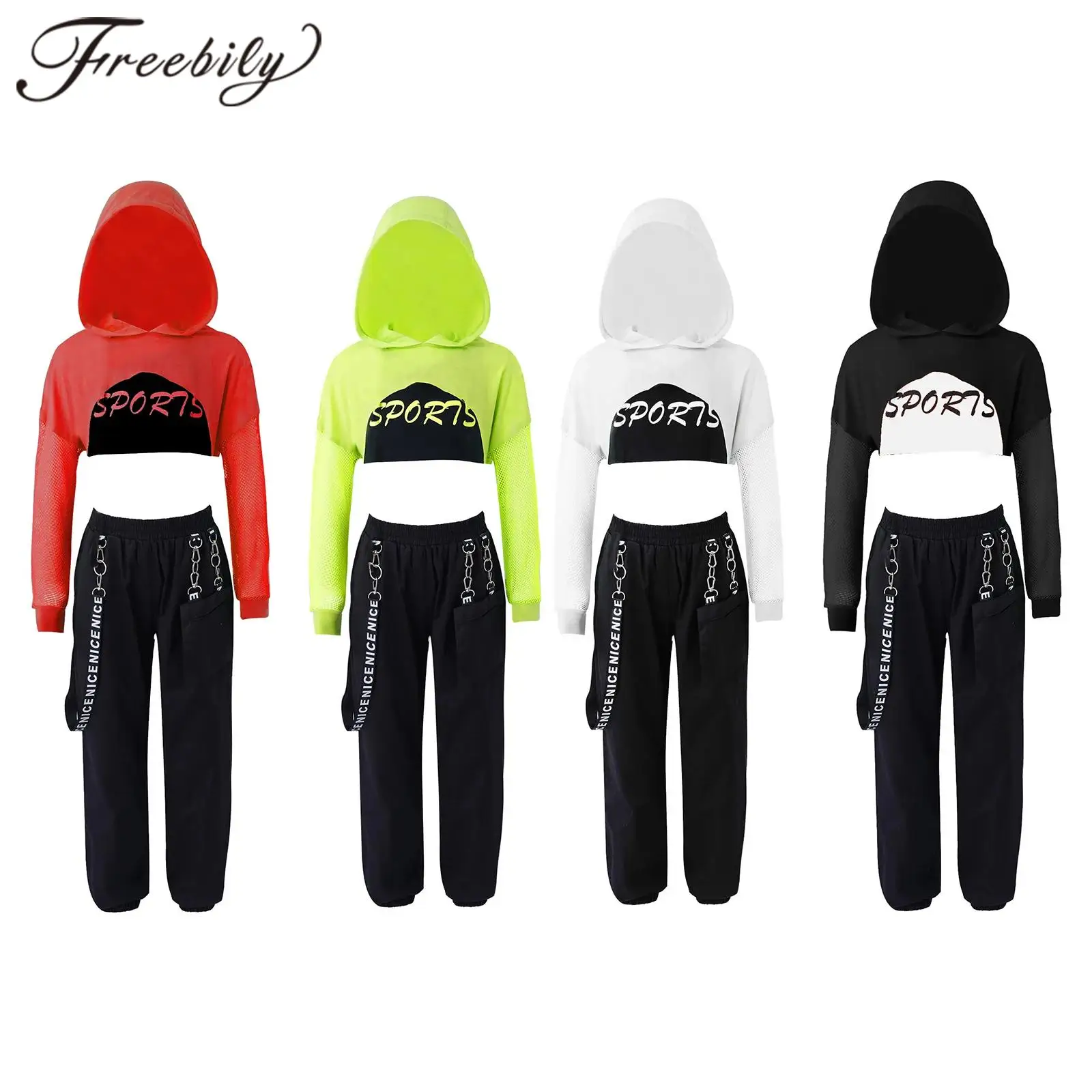 

Teens 11 12 16 Years Fashion Girls Streetwear Tracksuit Kids Dance Girls Clothes Outfits Sweatpants Hip-Hop Modern Dance Costume