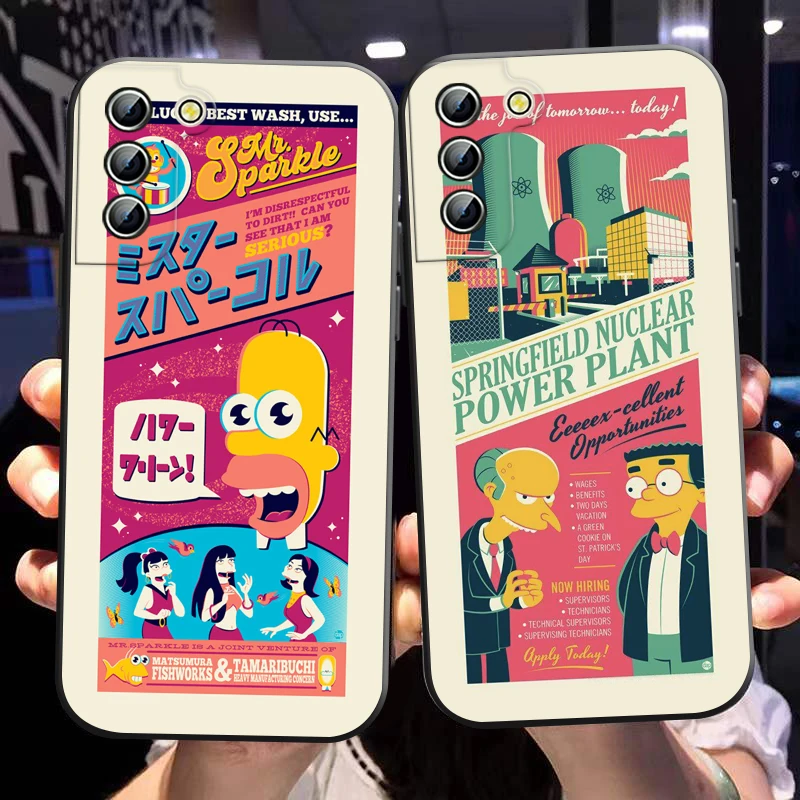 Hot Cartoon The Simpsons Poster Phone Case For Samsung S24 S23 S22 S21 S20 FE S10 S10e Ultra Plus Lite Black Soft Cover