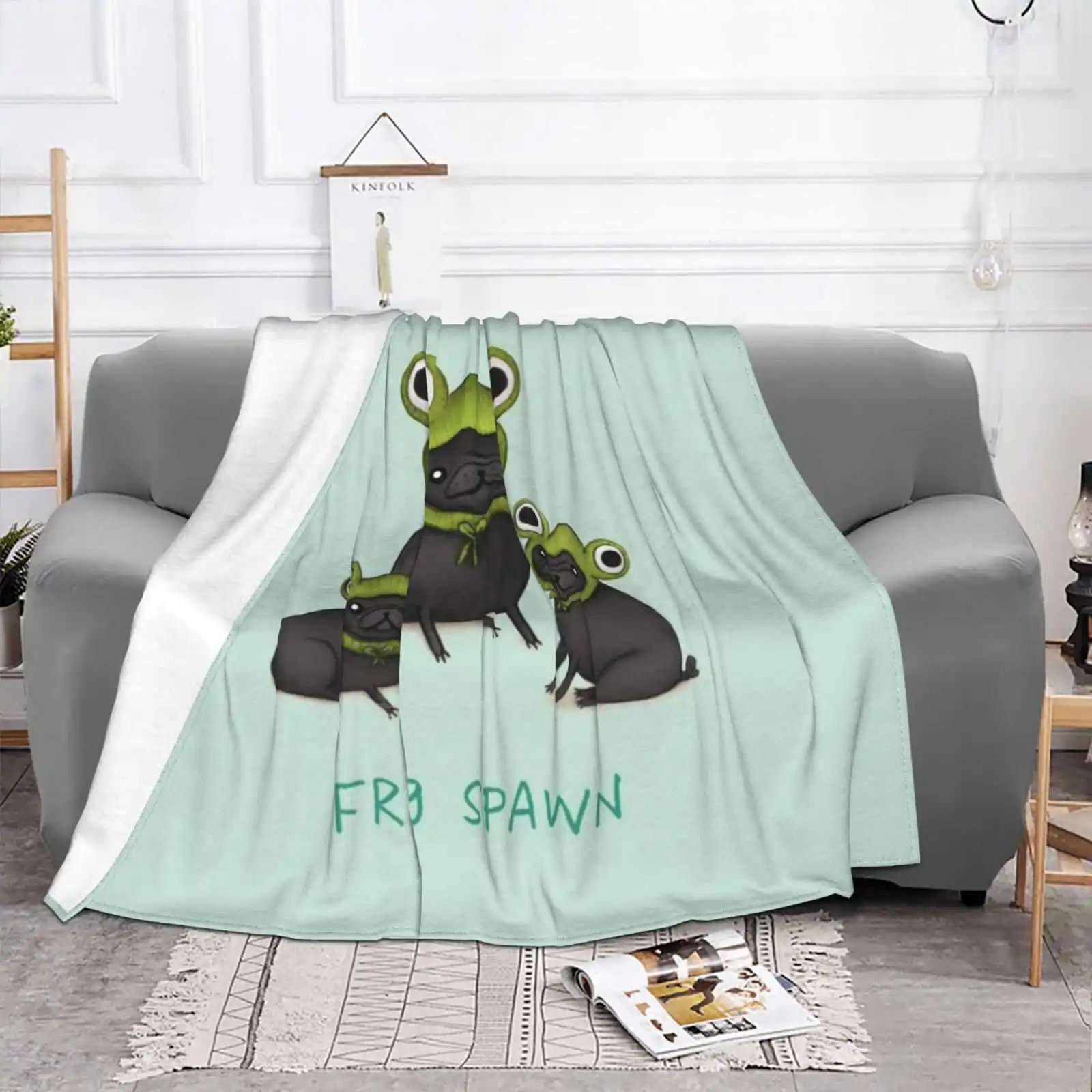 Frug Latest Super Soft Warm Light Thin Blanket Frug Toad Frogs Amphibian Froggy Fruggy Hat Costume Pond Creature Green Adorable