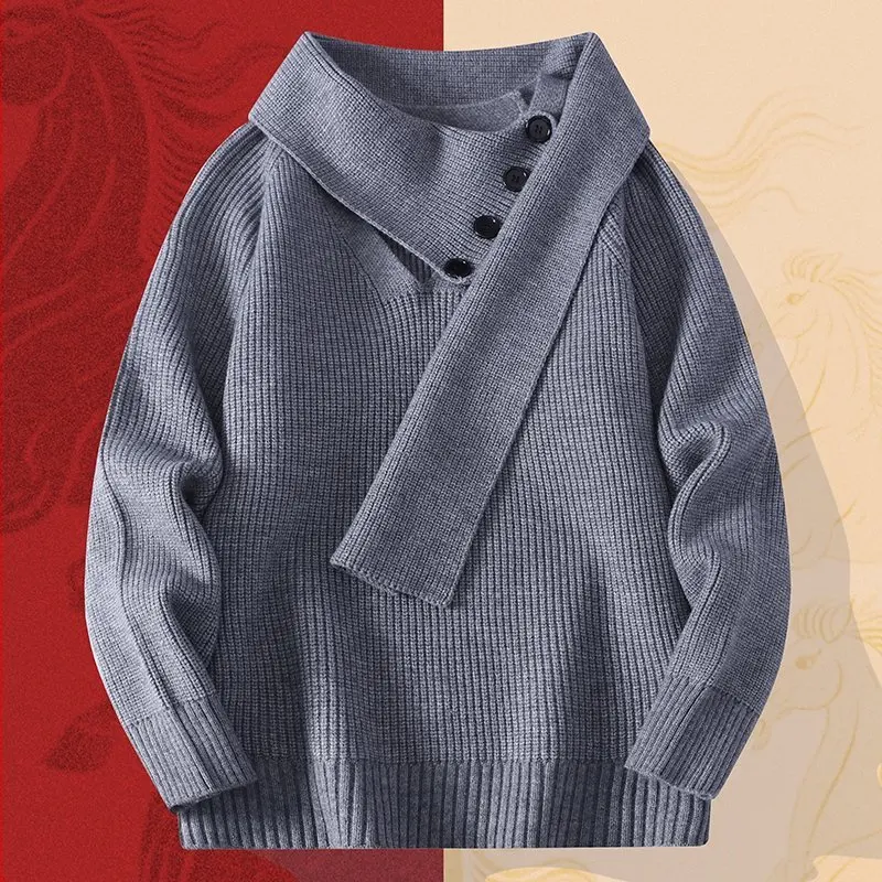 

Модные мужские однотонные свитера, осенне-зимние повседневные вязаные пуловеры, молодежная уличная одежда, классический топ, кофты, одежда