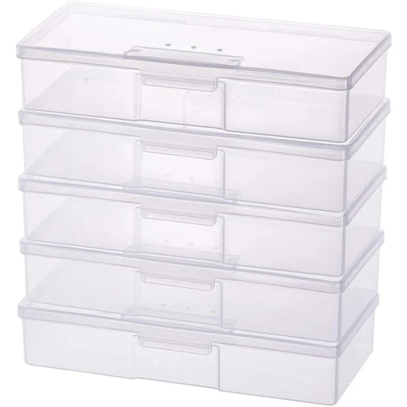 

5 упаковок 7,5x3x1,5 дюйма, большой прямоугольный пластиковый ящик для хранения, контейнер с вентиляционным отверстием для модели Gundam, инструмент для хранения виниловых инструментов