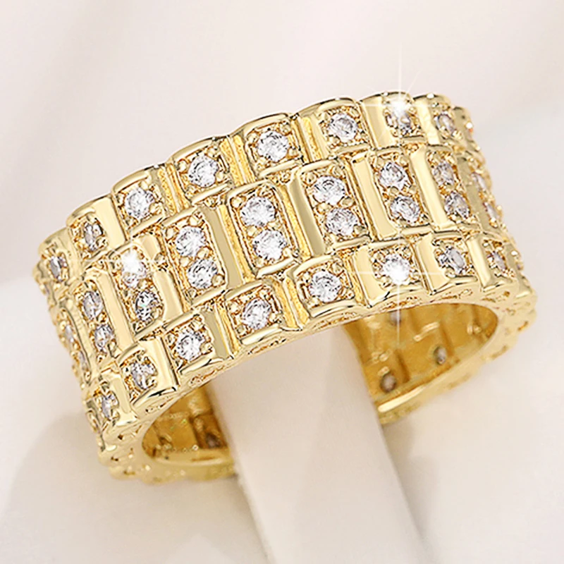 Huitan Eternity Promise Rings for Women Love Wedding Bands Accessory Full Bling Iced Out CZ Rings Wholesale & Drop Ship Jewelry