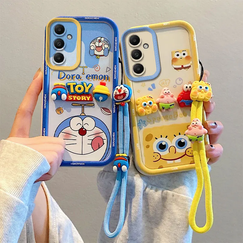 Cute Sanrio 3D Kuromi Pochacco Cartoon Phone Case for Samsung Galaxy A55 A25 A24 A23 A51 A52 A53 A54 Toy Hand Strap Soft Cover