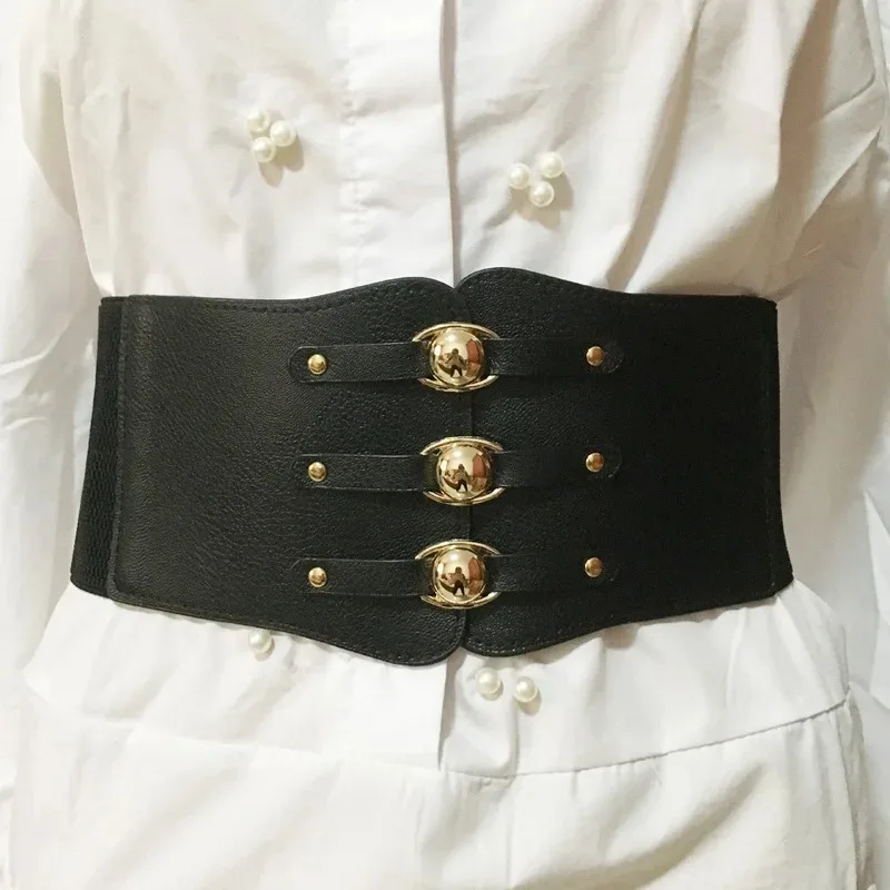 Elastic Wide Corset Belts for Women Waist Plus Size Belt Female Dress Waistband Big Stretch Cummerbunds Clothes Accessory Black