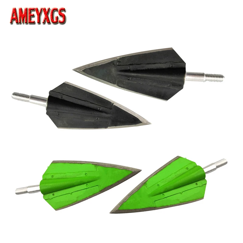 

6/12pcs 2 Blade Broadheads 150 Grain Archery Arrowhead Green Black Arrow Point for Recurve Compound Bow Hunting Outdoor Sports