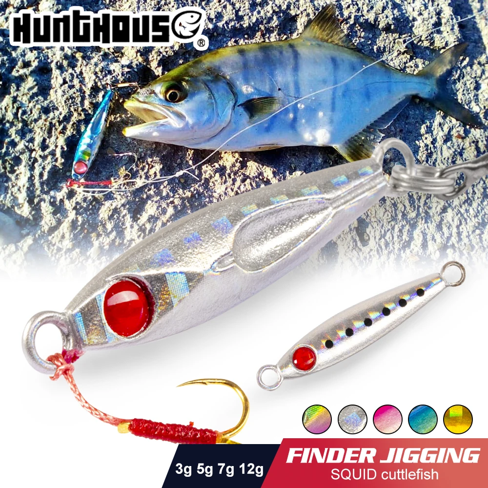 Hunthouse Jackeye Finder Metal Jig Fishing Lure Slow Sinking Hard Bait Long Casting Spoon 3g 5g 7g 12g Saltwater For Bass Trout