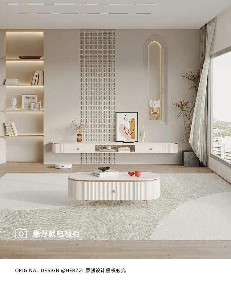 A  White Wooden Tv Cabinets  Light Luxury Designer Standing Universal Tv Cabinet Home Muebles Para Tv