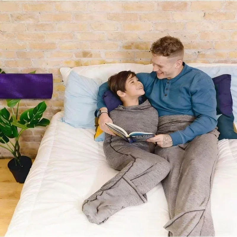Gray Solid Shark Sleeping Bag Emergency Camping Sleeping Bag Thin Travel Hotel Sleepwear Loungewear Sleep Aid Gravity Blanket