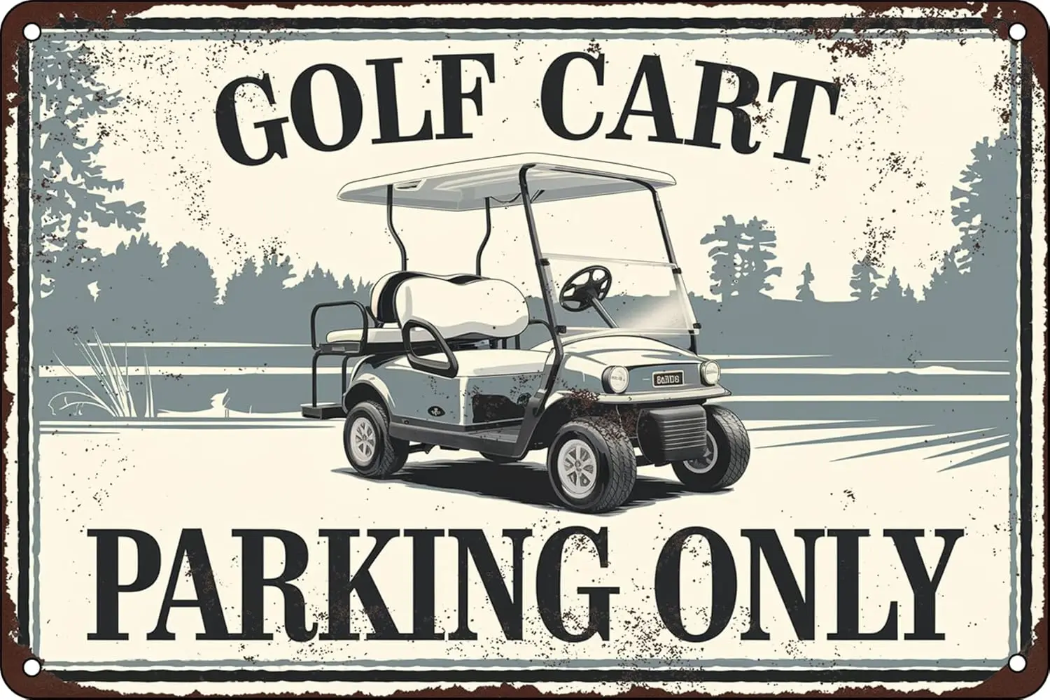 Golf Cart Parking Only Course Poster Tin Sign Metal Vintage For Home Library Office Cafe Living Room Plaque Bar Wall D