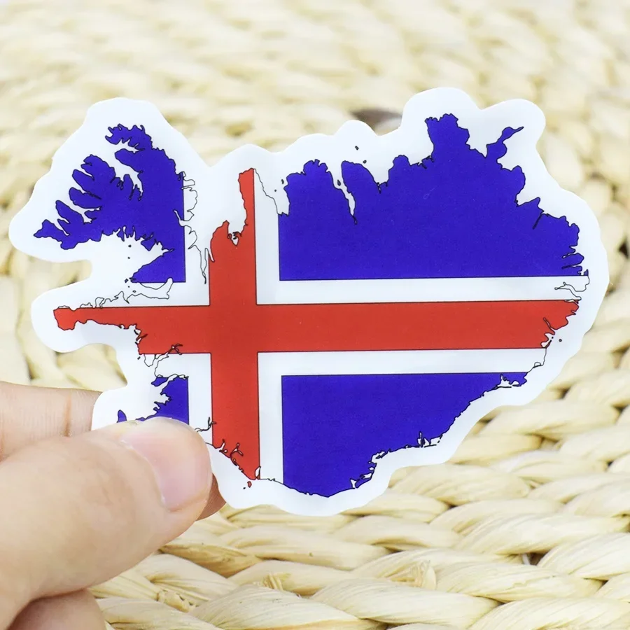 5 PCS Iceland Flag Sticker Countries Map Travel Stickers for Laptop Luggage Suitcase Motor Car Bike Scrapbooking Decals Kids Toy