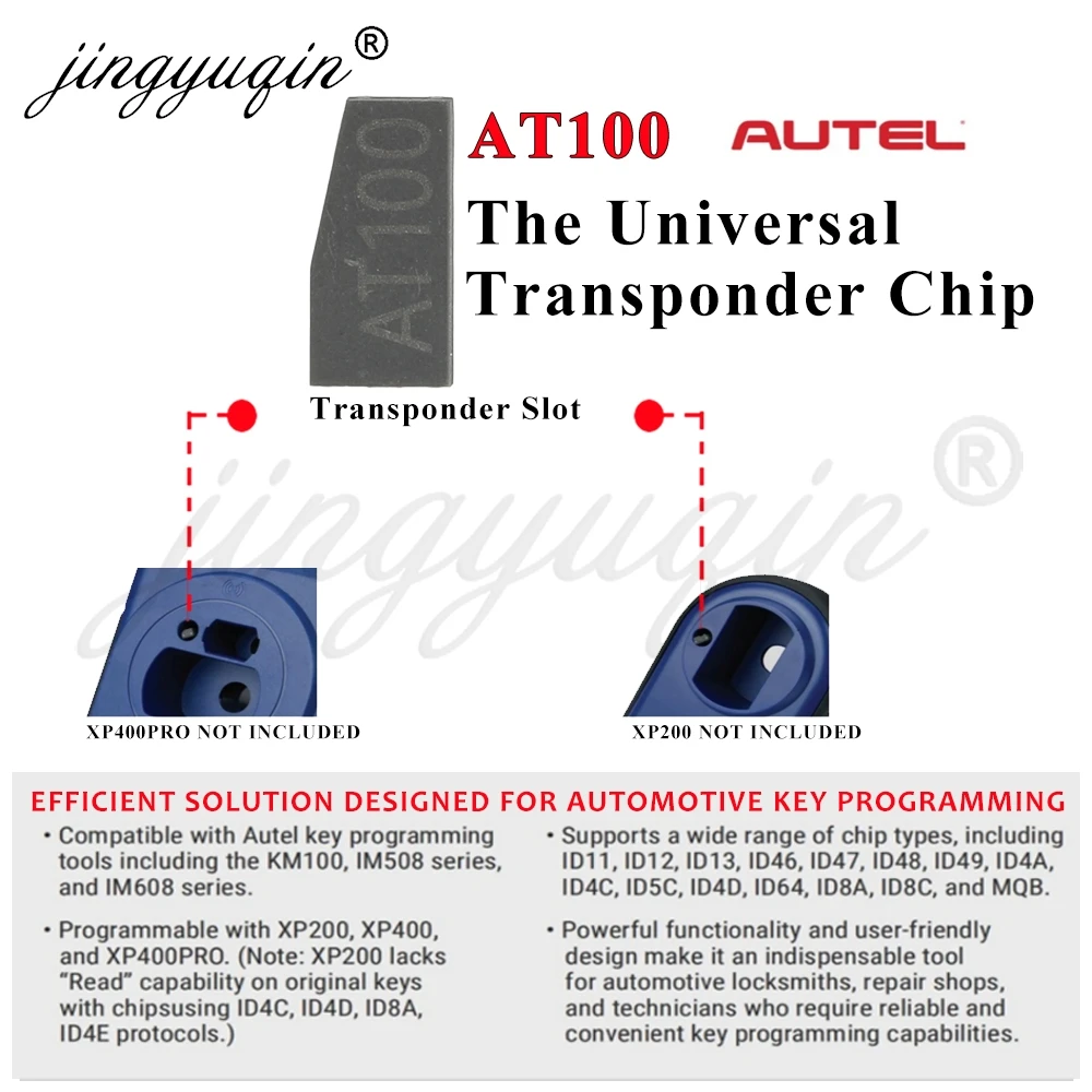jingyuqin Autel AT100 Universal Super Ceramics Transponder Chip Add Smart Key Work with KM100 IM508 IM608 Series OTOFIX IM1 IM2