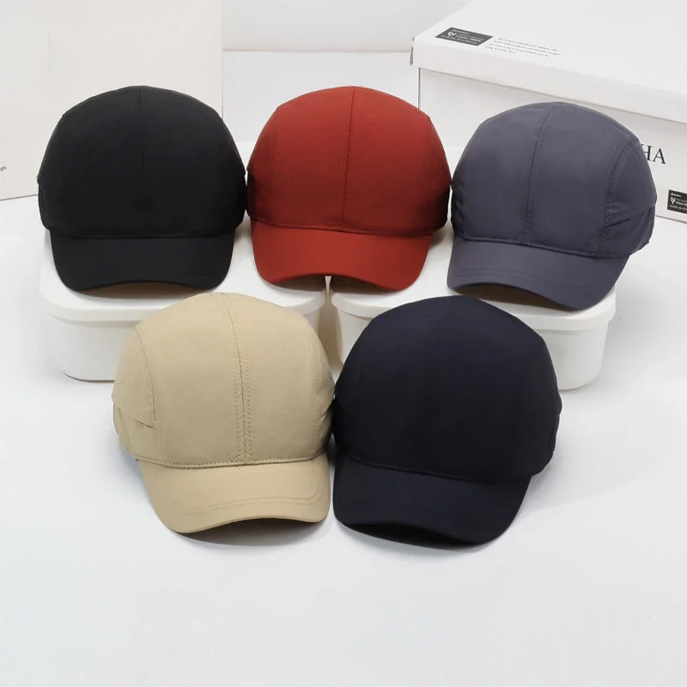 Lightweight Quick-Dry Solid Color Short-brimmed Baseball Cap Breathable Polyester Sun Protection Adjustable Buckle Closure
