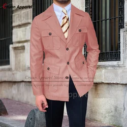 Fashion Pink Denim Jacket For Men Evening Dinner Tailor-made Male Slim Fit Blazer 1 Piece Homecoming Classic High Quality Coat