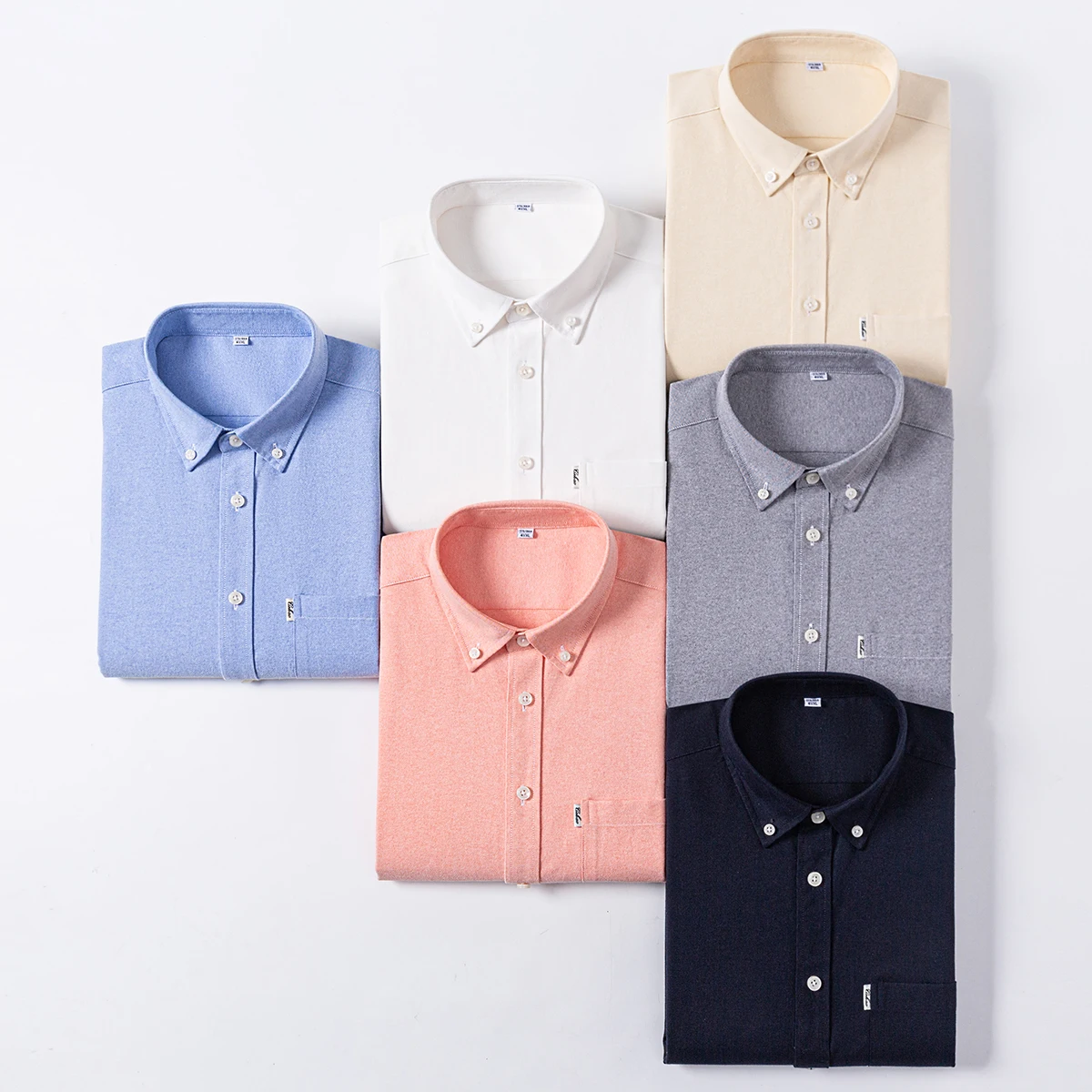 قمصان أكسفورد من القطن الخالص 100% للرجال بأكمام طويلة قمصان رسمية اجتماعية للأعمال ملابس كلاسيكية مصممة بجيب واحد للرجال #3