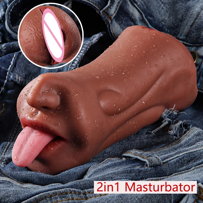 Sex Toy for Men Realistic Vagina Mouth Artificial Deep Throat with Tongue Teeth Silicone 3 IN 1 Male Masturbator Pocket Pussy