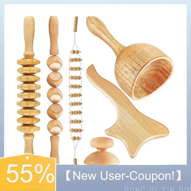 

【Новый конпон пользователя!】6 шт./компл. деревянные массажные инструменты для коррекции фигуры, лимфодренажный массажер для фасции, роликовая терапия для тела
