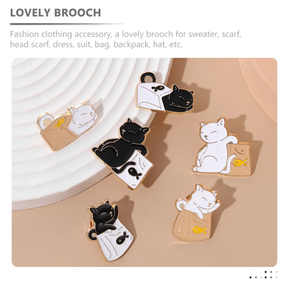 

6pcs Cat Animal Pins Cute Cartoon Kawaii Brooches For Women Enamel Backpack Aesthetic Fashion Accessories Women Gifts