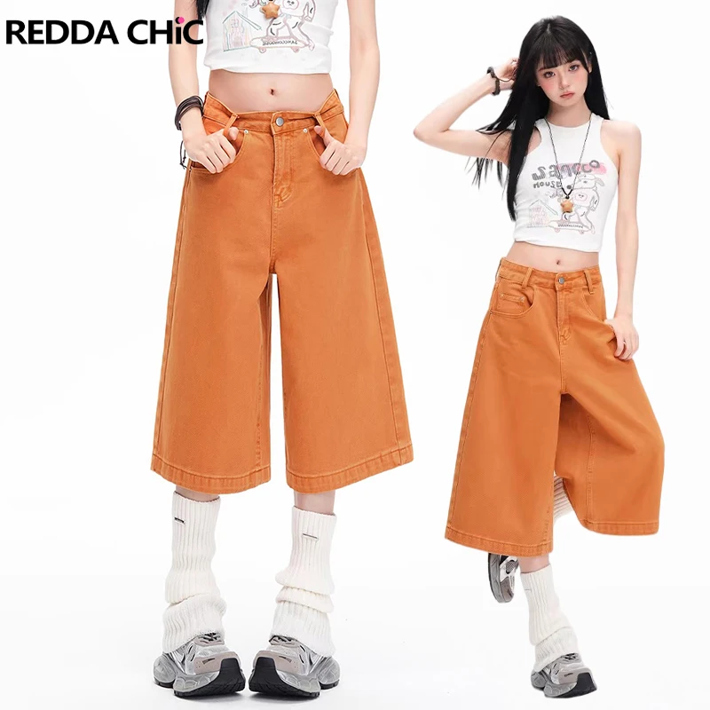 

Женские оранжевые джинсовые шорты REDDACHiC в корейском стиле, милые, с низкой посадкой, однотонные, с карманами, прямые, винтажные, уличный стиль