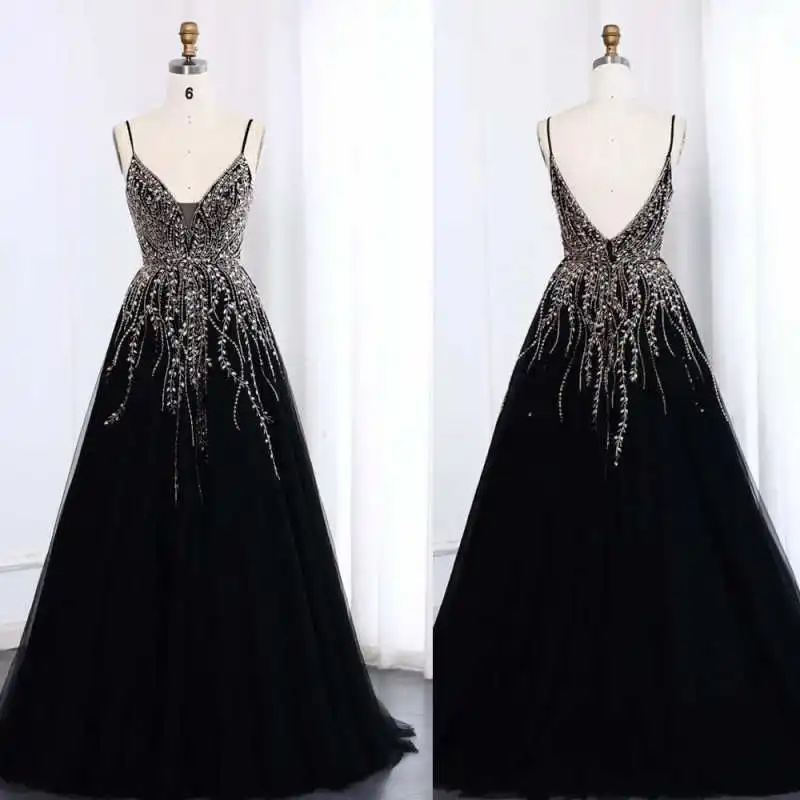 

Elegant Women Evening Dresses Spaghetti Straps Sleeveless Crystal Glitter Bridal Wedding Party Prom Gowns Customized