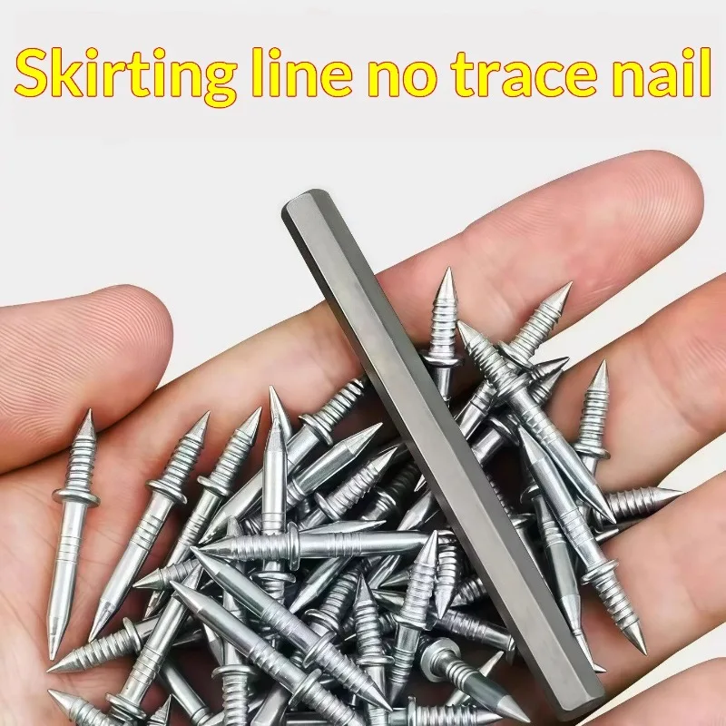 51-510pcs Double-Headed Wall Nails Thread Invisible Safety Screw for Skirting Boards Cement Metal Nails Wood No Trace Fixator