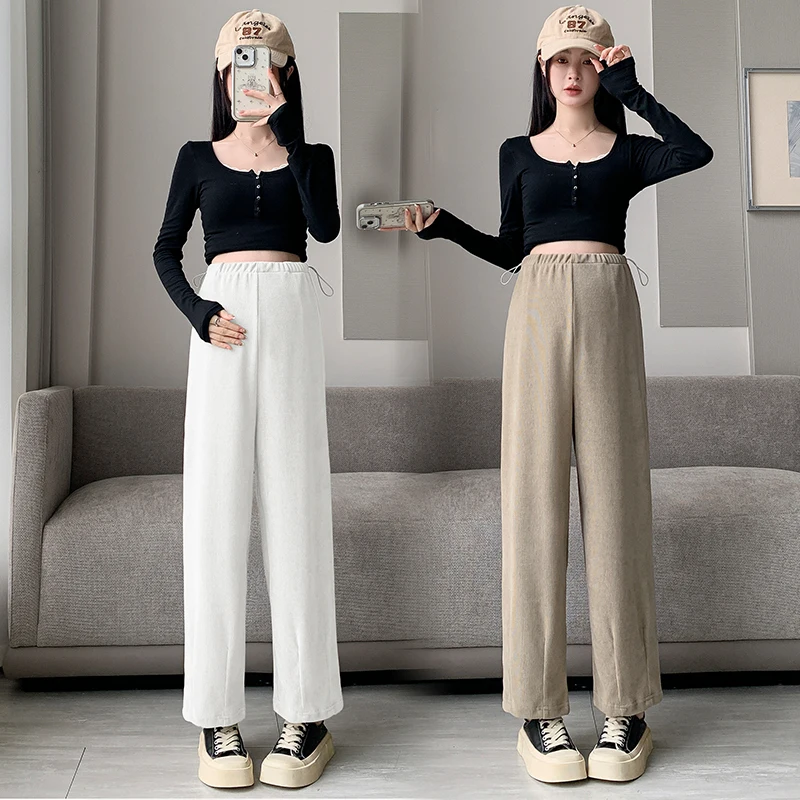 Maternity Oyster Velvet Harem Pants - 2024 A/W New Slim-Fit 'Grandma' Trousers with a Relaxed Tapered Leg Clothes for Pregnant