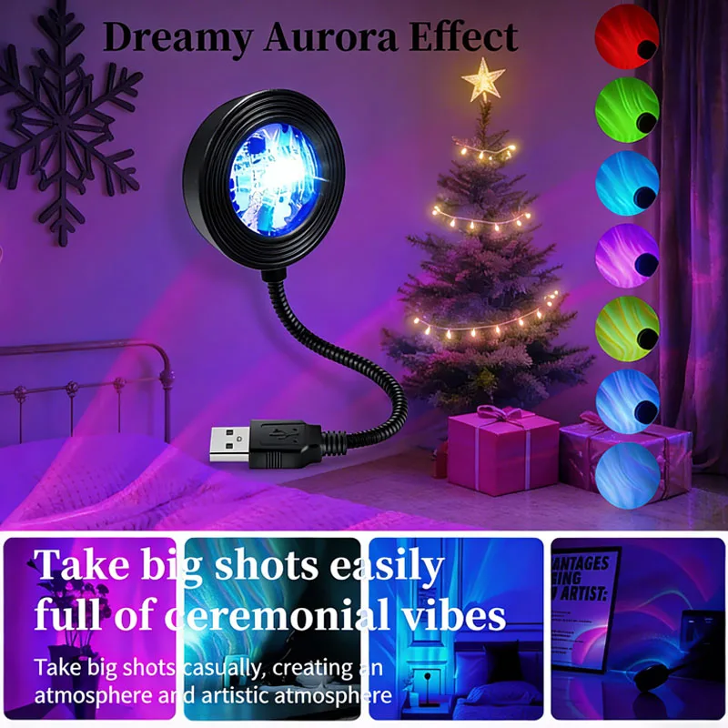 

USB-проектор «Аврора»: светильник с эффектом водной ряби, романтический атмосферный ночник для декора комнаты, с сенсорным или дистанционным управлением (опционально)