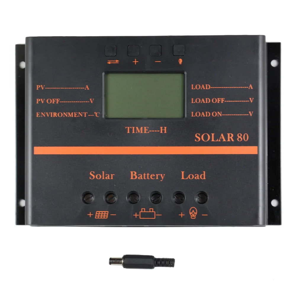 

80A PWM Solar Power Controller PV 2000W 12V 24V Battery Charger Voltage Regulator LCD Display with USB Charging Port