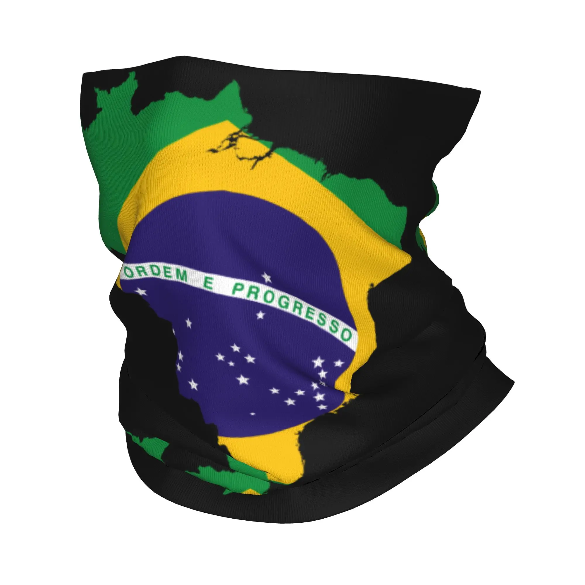 Brazilian Flag Inside Map Of Brazil Winter Headband Neck Warmer Men Women Ski Hunting Tube Scarf  Face Bandana Gaiter