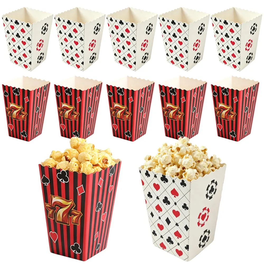 5/10/20 Stück Casino-Poker-Themen Papier-Popcornboxen Süßigkeiten-Verpackungsboxen Las Vegas Casino-Nacht Geburtstagsparty Geschenkboxen – Detail 1