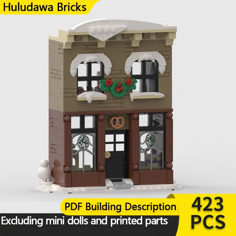 

Модель City Street View MOC, строительные кирпичи, зимняя деревня, пекарня, модульная технология, детские праздничные подарки, сборные игрушки, костюм