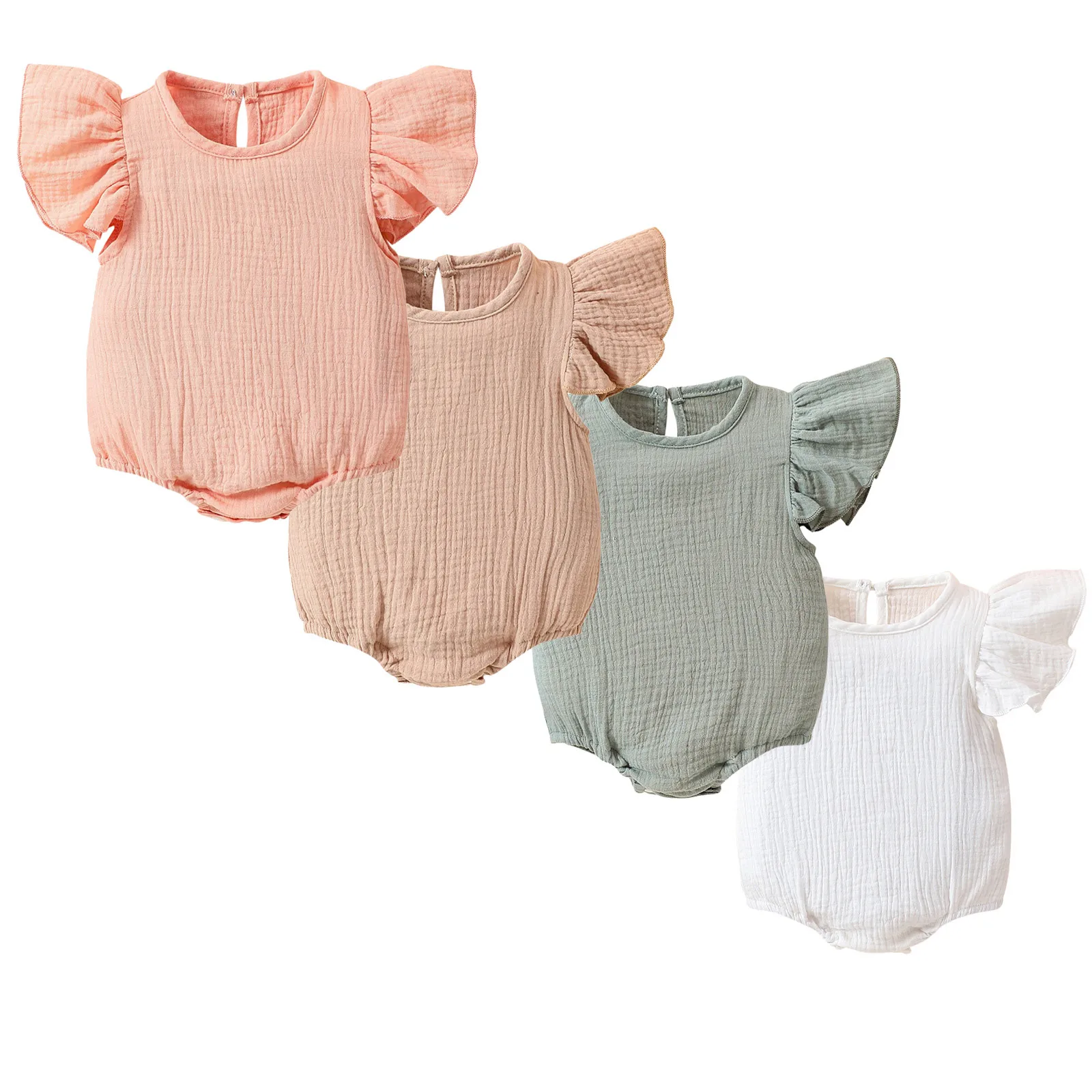 Newborn Girl Romper Autumn Winter Baby Girl Sleeveless Solid Color Jumpsuit Infant Girl Bodysuit Baby Cute Clothes 0-2 Years Old