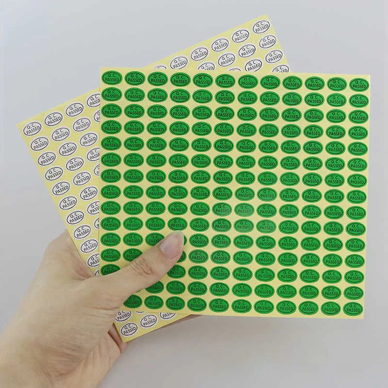 2700pcs/pack Oval QC PASSED Stickers Label Small Paper qc passed item inspection labels Gold/Green/White/Clear PVC