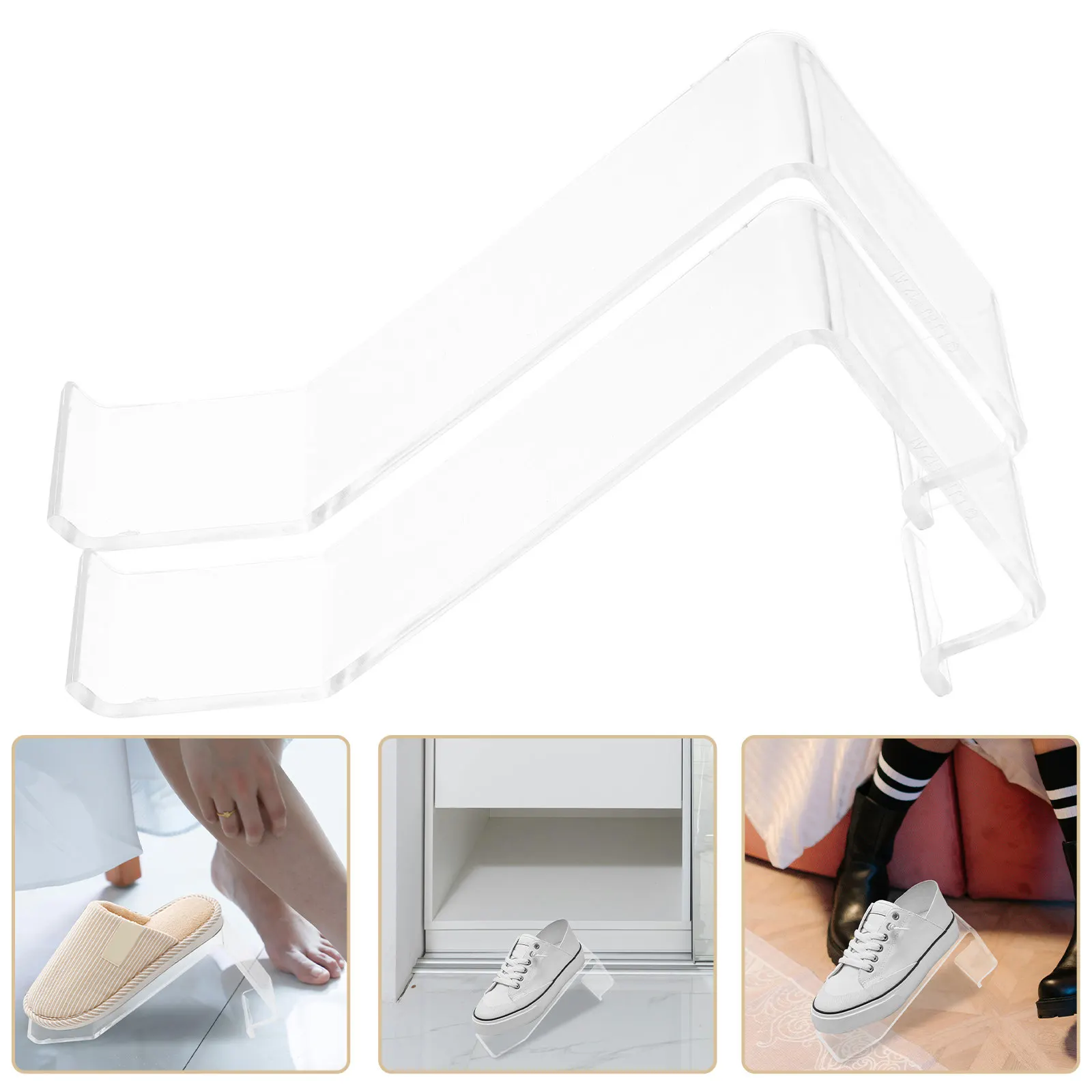 2Pcs Acrylic Shoe Display Rack Transparent Modern Design Space Efficient Shoe Stand for Casual Sports High Heel Children Shoes