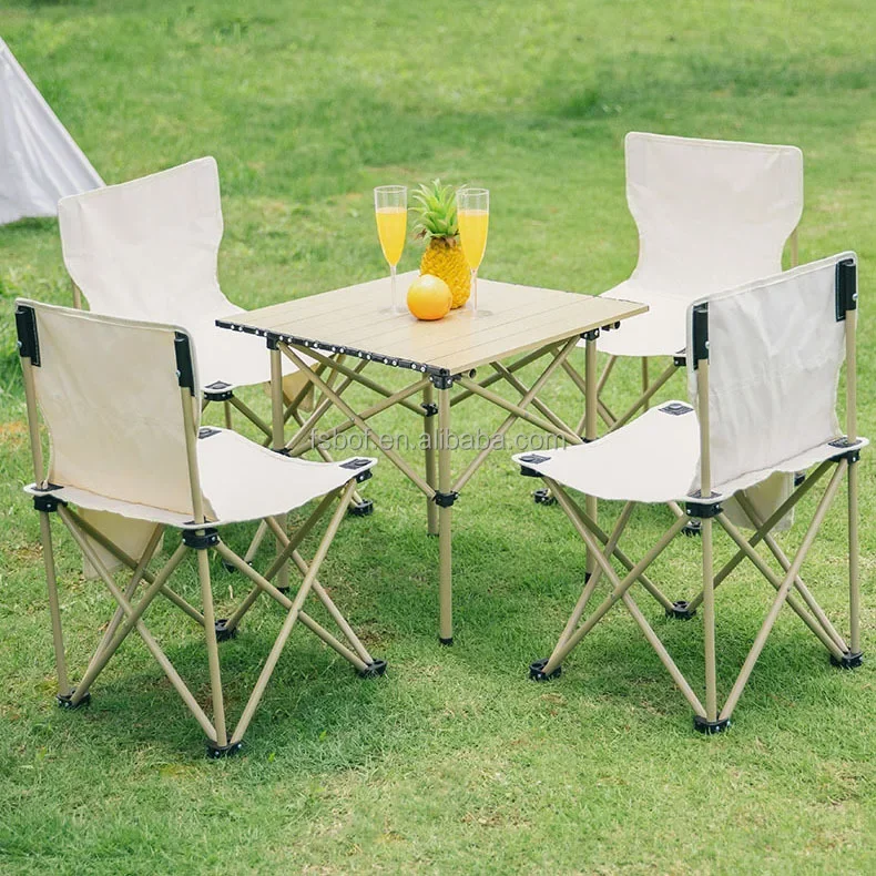 Outdoor folding tables and chairs portable table aluminum alloy egg roll table picnic camping barbecue equipment supplies set