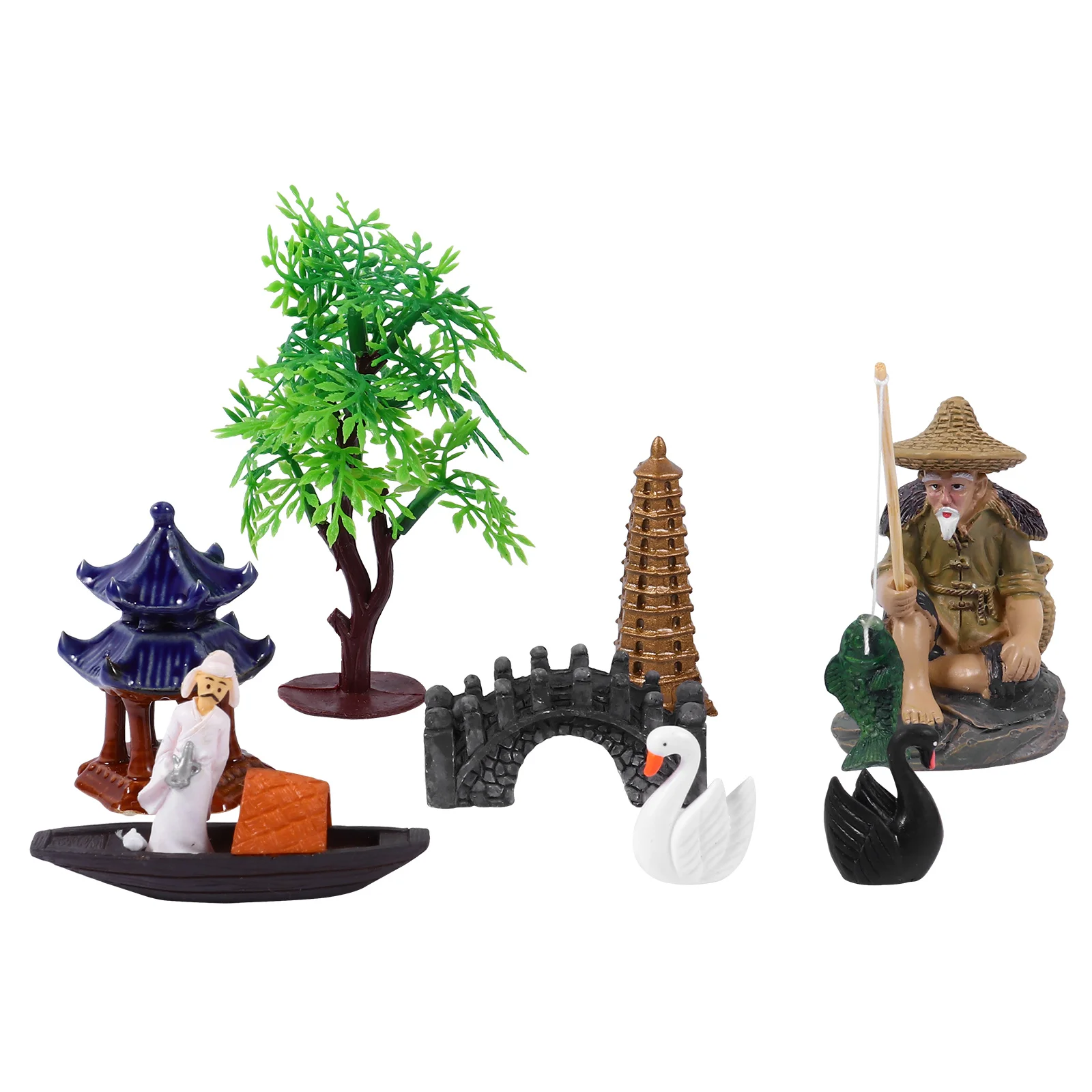 

1Set Ceramic Mini Ornaments Bonsai Rockery Decor Eco Friendly Durable Creative Shapes DIY Landscape Aquarium Decor
