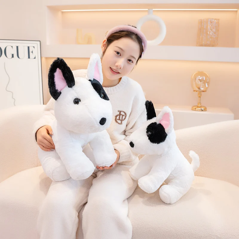 40/50cm Cute Bull Terrier Plush Toys Sitting Posture Pet Dog Stuffed Animal Toy Sleep Mate Throw Pillow Kid Birthday Gift